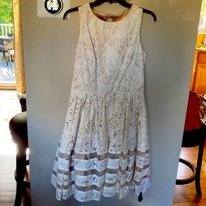 White fit and flare lace dress